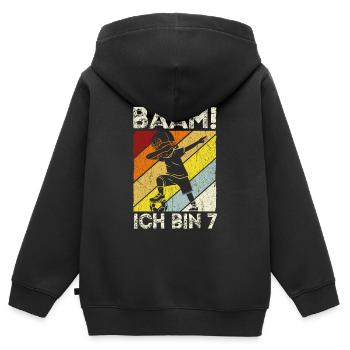 BÄÄM Ich bin 7 Dabbing Geburtstagsshirt 7 Jahre Ju - Kinder Premium Organic Zip Hoodie - Schwarz - Hinten - AI Model Kid Male (0cm)