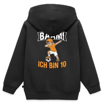 BÄÄM Ich bin 10 Dabbing Geburtstagsshirt 10 Jahre - Kinder Premium Organic Zip Hoodie - Schwarz - Hinten - AI Model Kid Male (0cm)