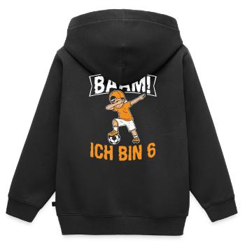 BÄÄM Ich bin 6 Dabbing Geburtstagsshirt 6 Jahre Ju - Kinder Premium Organic Zip Hoodie - Schwarz - Hinten - AI Model Kid Male (0cm)