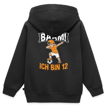 BÄÄM Ich bin 12 Dabbing Geburtstagsshirt 12 Jahre - Kinder Premium Organic Zip Hoodie - Schwarz - Hinten - AI Model Kid Male (0cm)