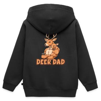 Deer Dad für einen Hirsch Liebhaber Hirsch Fan - Kinder Premium Organic Zip Hoodie - Schwarz - Hinten - AI Model Kid Male (0cm)