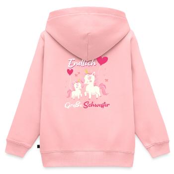 Endlich Große Schwester Einhorn Luftballon - Kinder Premium Organic Zip Hoodie - Rosa - Hinten - AI Model Kid Female (0cm)