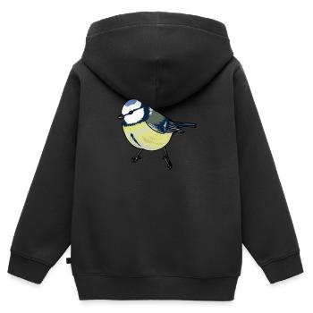 Mésange bleue Oiseau de l'année Mésange bleue - Sweat Premium à capuche zippé enfant bio - noir - Dos - AI Model Kid Male (0cm)