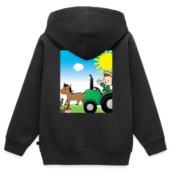 Grüner Traktor Geburtstag Bauernhof Tiere - Kinder Premium Organic Zip Hoodie - Schwarz - Hinten - AI Model Kid Male (0cm)