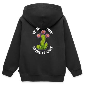 Cactus Jardin Cactus - Sweat Premium à capuche zippé enfant bio - noir - Dos - AI Model Kid Male (0cm)