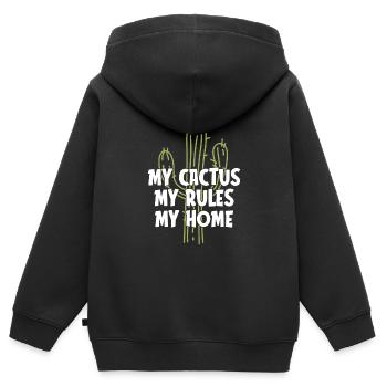 Cactus Jardin Cactus - Sweat Premium à capuche zippé enfant bio - noir - Dos - AI Model Kid Male (0cm)