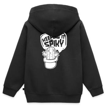Cactus Jardin Cactus - Sweat Premium à capuche zippé enfant bio - noir - Dos - AI Model Kid Male (0cm)
