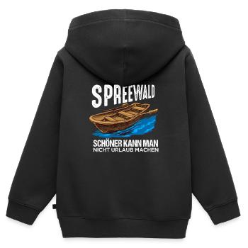 Cooles Spreewald Ostdeutschland Design - Kinder Premium Organic Zip Hoodie - Schwarz - Hinten - AI Model Kid Male (0cm)