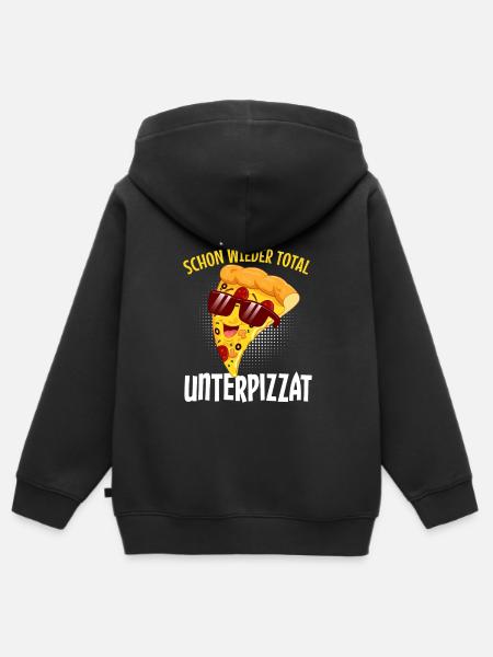 Ich bin unterpizzat - Kinder Premium Organic Zip Hoodie - Schwarz