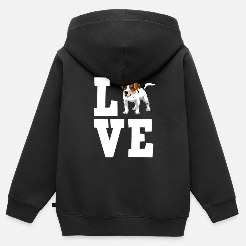 Jack Russell Terrier Chien Chien Propriétaire Chien - Sweat Premium à capuche zippé enfant bio - noir