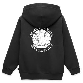 Cactus Jardin Cactus - Sweat Premium à capuche zippé enfant bio - noir - Dos - AI Model Kid Male (0cm)