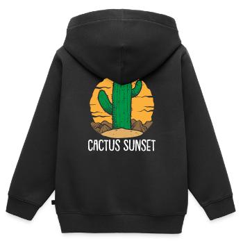 Cactus Jardin Cactus - Sweat Premium à capuche zippé enfant bio - noir - Dos - AI Model Kid Male (0cm)