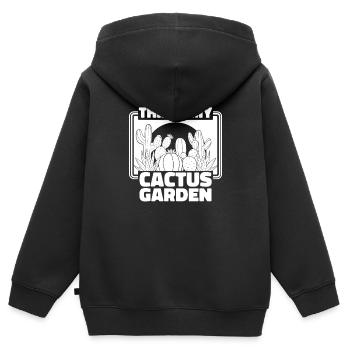 Cactus Jardin Cactus - Sweat Premium à capuche zippé enfant bio - noir - Dos - AI Model Kid Male (0cm)