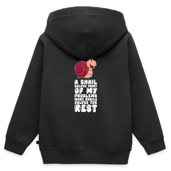Snail résout mes problèmes - Sweat Premium à capuche zippé enfant bio - noir - Dos - AI Model Kid Male (0cm)