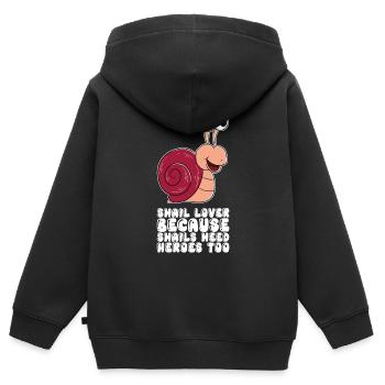 Amoureux des escargots Escargots - Sweat Premium à capuche zippé enfant bio - noir - Dos - AI Model Kid Male (0cm)