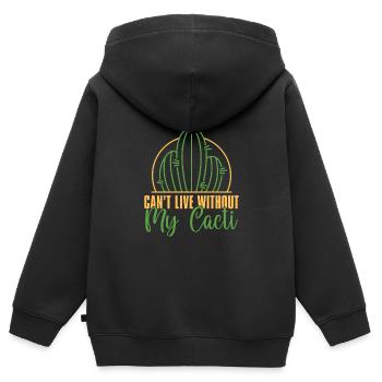 Cactus Jardin Cactus - Sweat Premium à capuche zippé enfant bio - noir - Dos - AI Model Kid Male (0cm)
