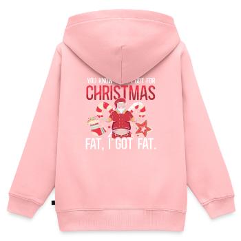 J’ai grossi pour Noël - Sweat Premium à capuche zippé enfant bio - rose - Dos - AI Model Kid Female (0cm)