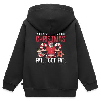 J’ai grossi pour Noël - Sweat Premium à capuche zippé enfant bio - noir - Dos - AI Model Kid Male (0cm)