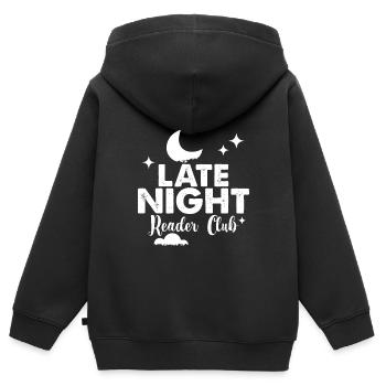 Club de lecture de fin de soirée 4 - Sweat Premium à capuche zippé enfant bio - noir - Dos - AI Model Kid Male (0cm)
