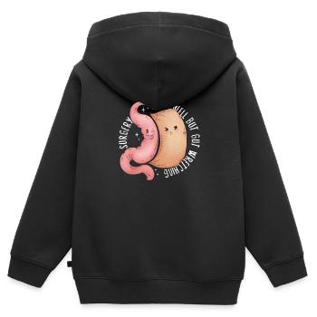 Gastrectomie à la manche Gastrectomie à la manche - Sweat Premium à capuche zippé enfant bio - noir - Dos - AI Model Kid Male (0cm)
