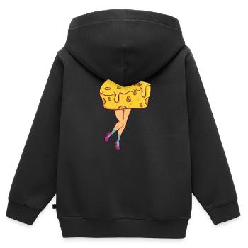 Käse Käser Beine - Kinder Premium Organic Zip Hoodie - Schwarz - Hinten - AI Model Kid Male (0cm)