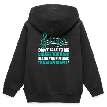 Notes du professeur de musique - Sweat Premium à capuche zippé enfant bio - noir - Dos - AI Model Kid Male (0cm)