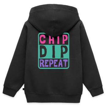 Chip Dip Repeat 7 - Kinder Premium Organic Zip Hoodie - Schwarz - Hinten - AI Model Kid Male (0cm)