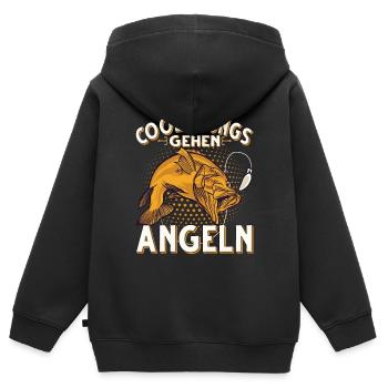 Coole Jungs Gehen Angeln Fischen Angler - Kinder Premium Organic Zip Hoodie - Schwarz - Hinten - AI Model Kid Male (0cm)