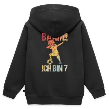 BÄÄM Ich bin 7 Dabbing Geburtstagsshirt 7 Jahre Ju - Kinder Premium Organic Zip Hoodie - Schwarz - Hinten - AI Model Kid Male (0cm)
