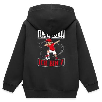 BÄÄM Ich bin 7 Dabbing Geburtstagsshirt 7 Jahre Ju - Kinder Premium Organic Zip Hoodie - Schwarz - Hinten - AI Model Kid Male (0cm)