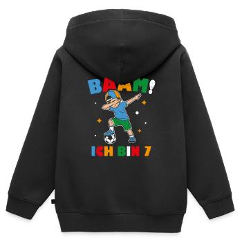 BÄÄM Ich bin 7 Dabbing Geburtstagsshirt 7 Jahre Ju - Kinder Premium Organic Zip Hoodie - Schwarz - Hinten - AI Model Kid Male (0cm)