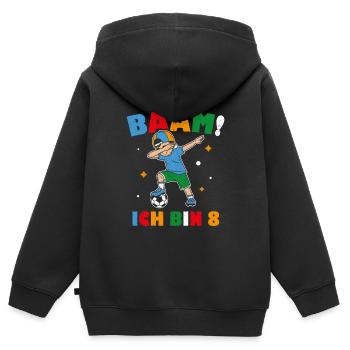 BÄÄM Ich bin 8 Dabbing Geburtstagsshirt 8 Jahre Ju - Kinder Premium Organic Zip Hoodie - Schwarz - Hinten - AI Model Kid Male (0cm)