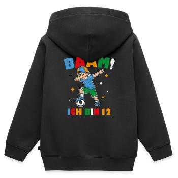BÄÄM Ich bin 12 Dabbing Geburtstagsshirt 12 Jahre - Kinder Premium Organic Zip Hoodie - Schwarz - Hinten - AI Model Kid Male (0cm)