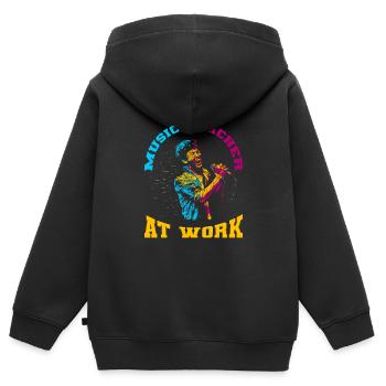 Professeur de musique Professeur de musique Professeur de musique - Sweat Premium à capuche zippé enfant bio - noir - Dos - AI Model Kid Male (0cm)