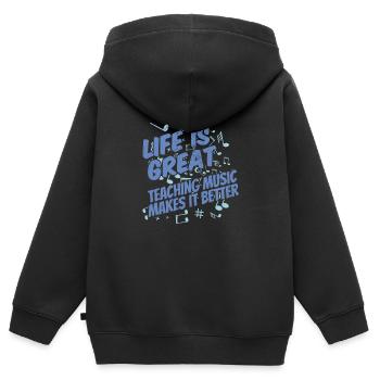Professeur de musique Professeur de musique Professeur de musique - Sweat Premium à capuche zippé enfant bio - noir - Dos - AI Model Kid Male (0cm)