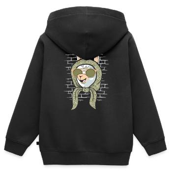 Alpaka Sonnenbrille Mit Schal - Kinder Premium Organic Zip Hoodie - Schwarz - Hinten - AI Model Kid Male (0cm)