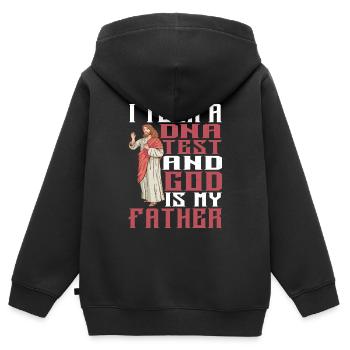 J’ai fait un test ADN et dieu est mon père 27 - Sweat Premium à capuche zippé enfant bio - noir - Dos - AI Model Kid Male (0cm)