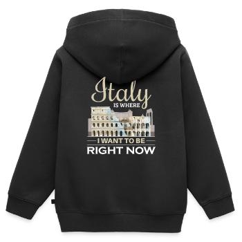 Cool Italie Colisée Italien - Sweat Premium à capuche zippé enfant bio - noir - Dos - AI Model Kid Male (0cm)