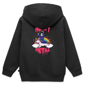 Grim Unicorn Rainbow Metal Musique Heavy Rock - Sweat Premium à capuche zippé enfant bio - noir - Dos - AI Model Kid Male (0cm)