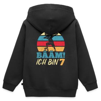 BÄÄM Ich bin 7 Dabbing Geburtstagsshirt 7 Jahre Ju - Kinder Premium Organic Zip Hoodie - Schwarz - Hinten - AI Model Kid Male (0cm)
