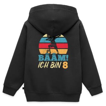 BÄÄM Ich bin 8 Dabbing Geburtstagsshirt 8 Jahre Ju - Kinder Premium Organic Zip Hoodie - Schwarz - Hinten - AI Model Kid Male (0cm)