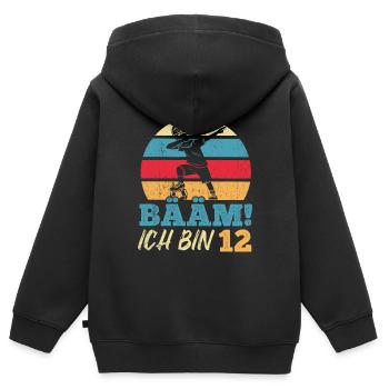 BÄÄM Ich bin 12 Dabbing Geburtstagsshirt 12 Jahre - Kinder Premium Organic Zip Hoodie - Schwarz - Hinten - AI Model Kid Male (0cm)