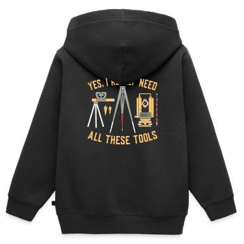Vermessung Bauingenieur Landvermesser Geschenk - Kinder Premium Organic Zip Hoodie - Schwarz - Hinten - AI Model Kid Male (0cm)