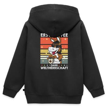 Muli Esel Kaffee-Sonnenbrille - Kinder Premium Organic Zip Hoodie - Schwarz - Hinten - AI Model Kid Male (0cm)
