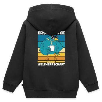 Vogel Ornithologe Kaffee Sonnenbrille - Kinder Premium Organic Zip Hoodie - Schwarz - Hinten - AI Model Kid Male (0cm)