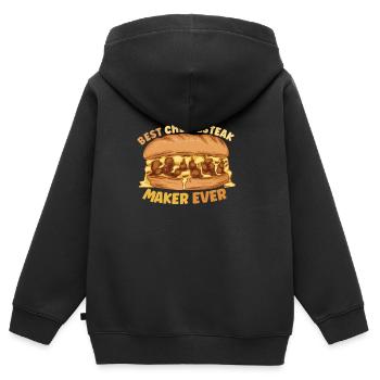 Cheesesteak Cheesesteak Rolls Philly Cheesesteak - Kids Premium Organic Zip-up Hoodie - black - Back - AI Model Kid Male (0cm)