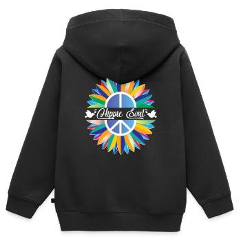 hippie seele - Kinder Premium Organic Zip Hoodie - Schwarz - Hinten - AI Model Kid Male (0cm)