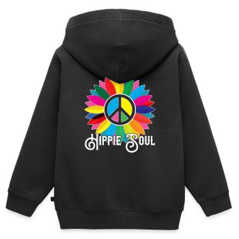 hippie seele - Kinder Premium Organic Zip Hoodie - Schwarz - Hinten - AI Model Kid Male (0cm)