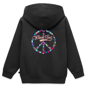hippie seele - Kinder Premium Organic Zip Hoodie - Schwarz - Hinten - AI Model Kid Male (0cm)