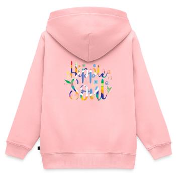 Âme hippie - Sweat Premium à capuche zippé enfant bio - rose - Dos - AI Model Kid Female (0cm)